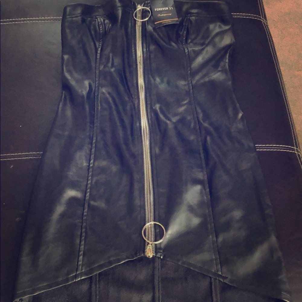 Strapless Faux Leather Dress by Forever 21